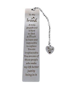 3/$20 NIP | To My Friend Engraved Metal Bookmark Heart Charm & Gift Box